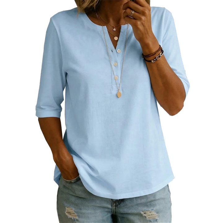 T-shirt Henley à Col Boutonné Confortable