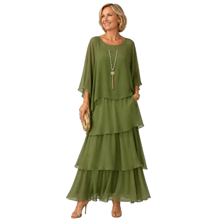 Vivienne – Robe Maxi en Chiffon Superposé