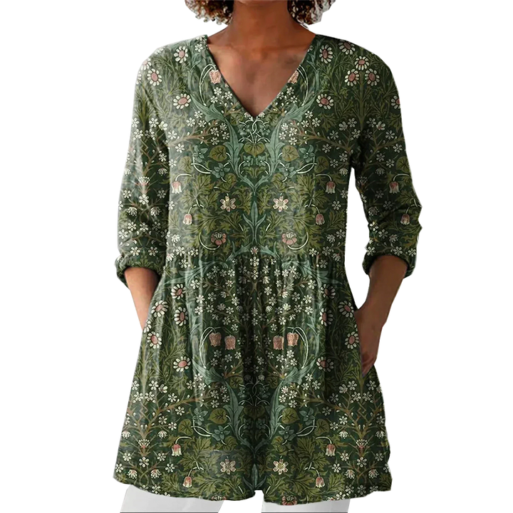 Sophia | Chemise V-Neck Florale Vintage