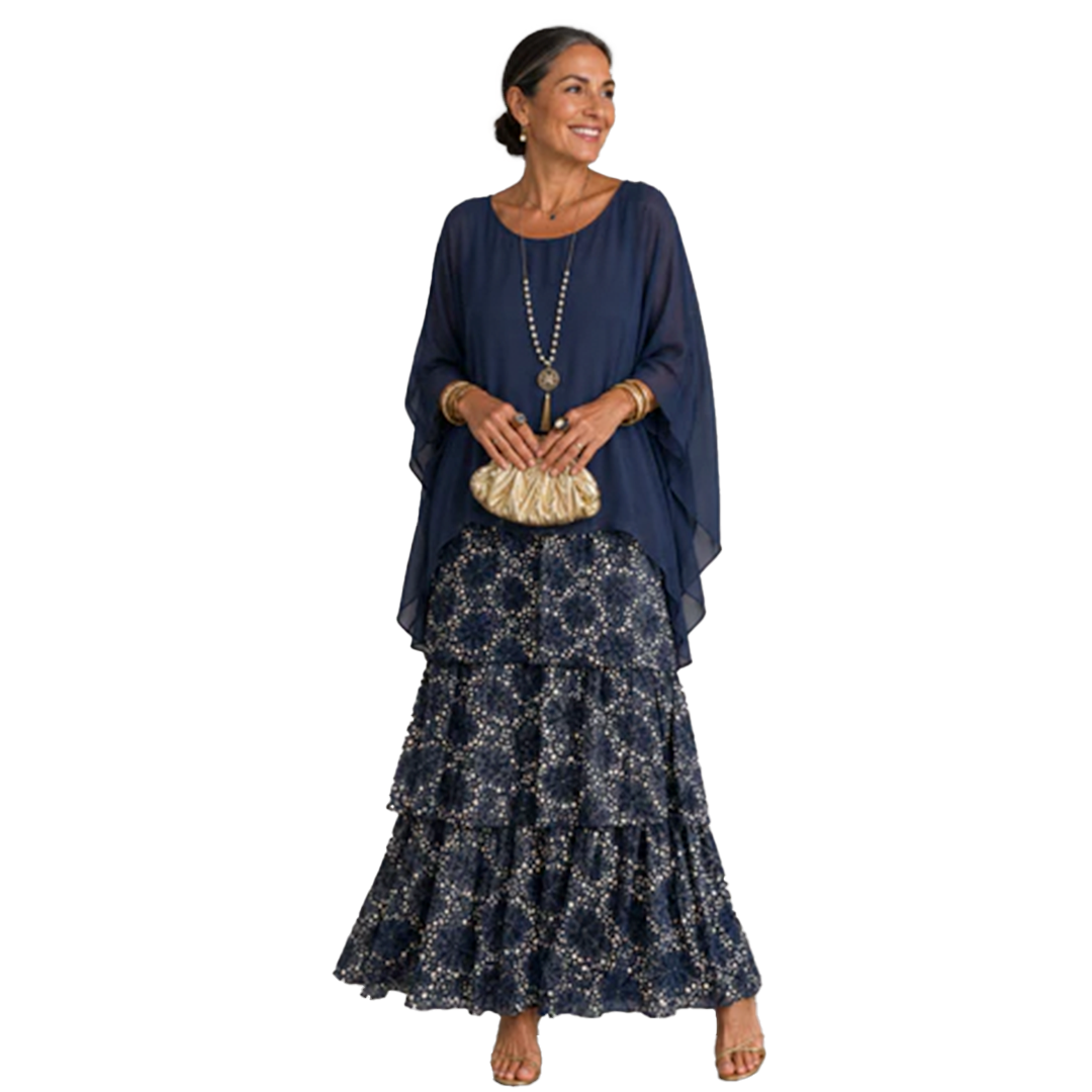 Vivienne – Robe Maxi en Chiffon Superposé