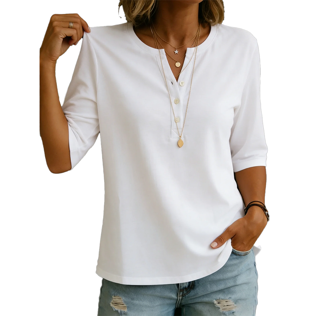 T-shirt Henley à Col Boutonné Confortable