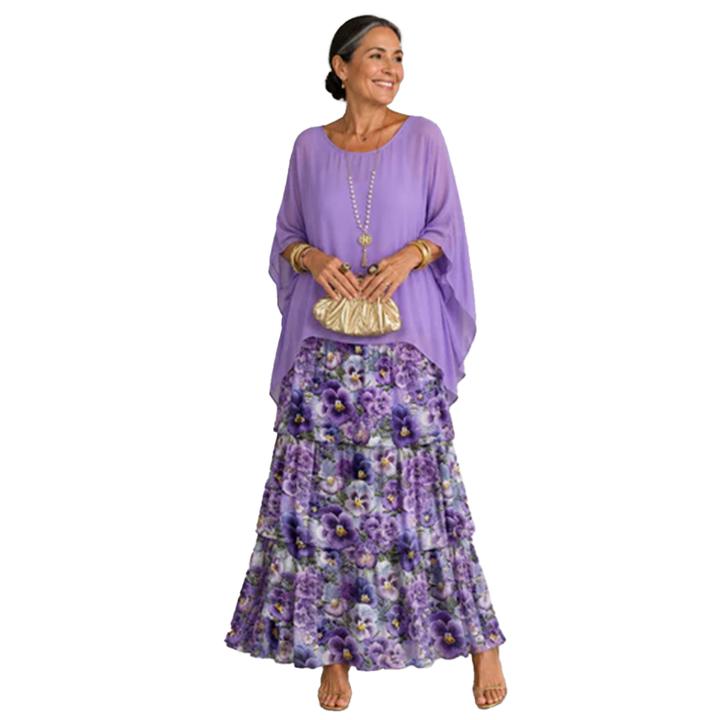 Vivienne – Robe Maxi en Chiffon Superposé
