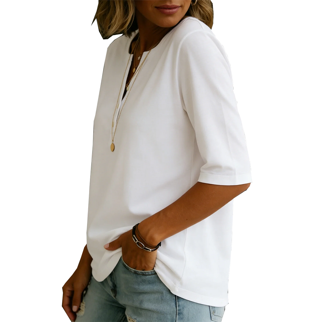 T-shirt Henley à Col Boutonné Confortable