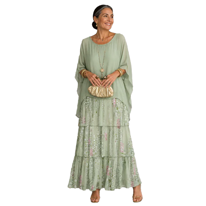 Vivienne – Robe Maxi en Chiffon Superposé
