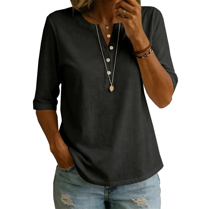 T-shirt Henley à Col Boutonné Confortable