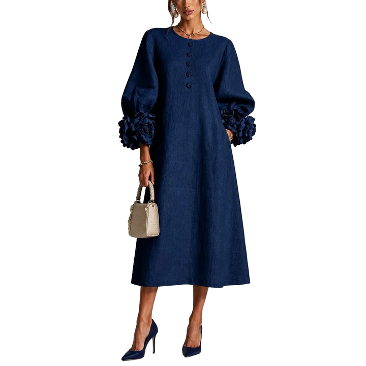 IVY | Robe Midi Florale avec Manches à Volants en Rose