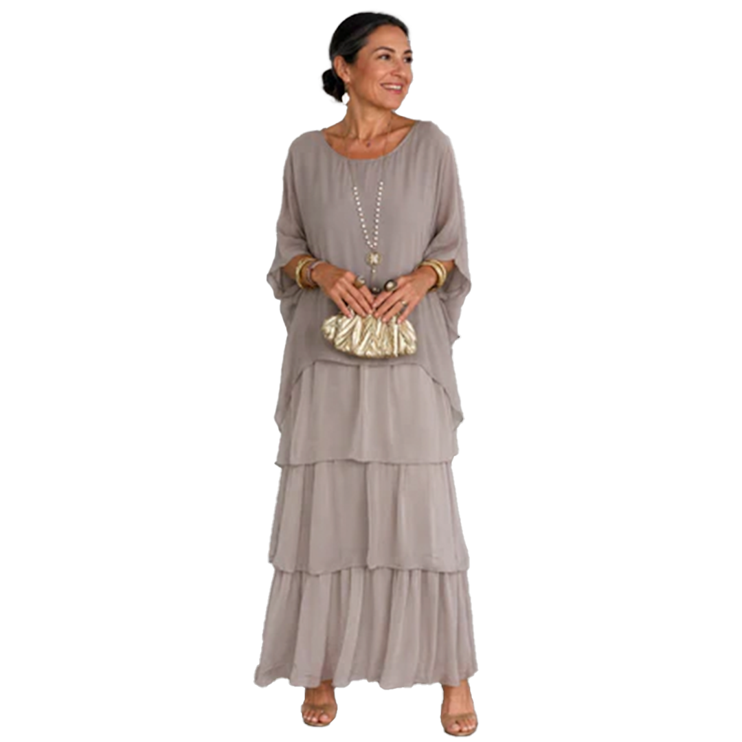 Vivienne – Robe Maxi en Chiffon Superposé