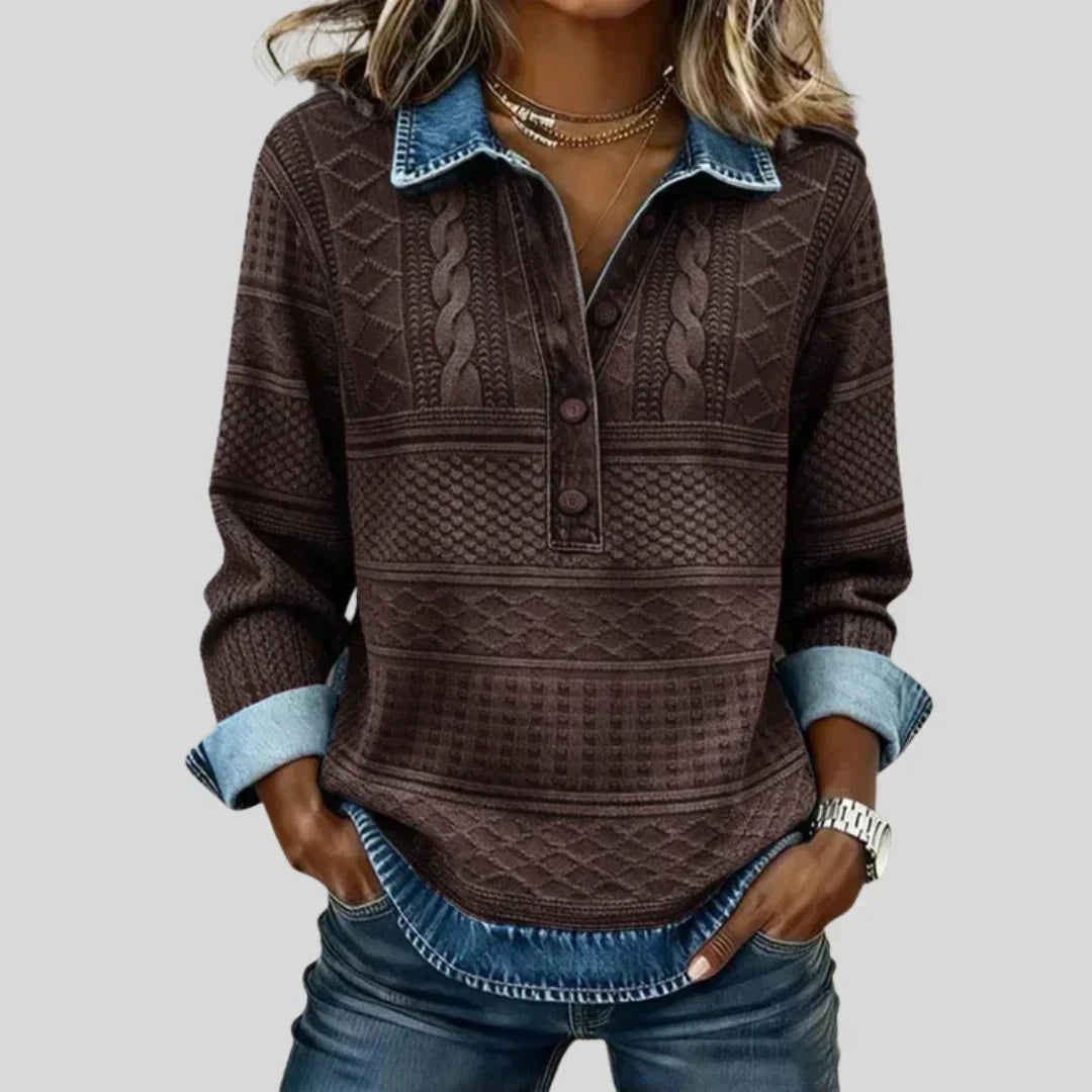 Azalée - Pull Vintage en Maille à Col