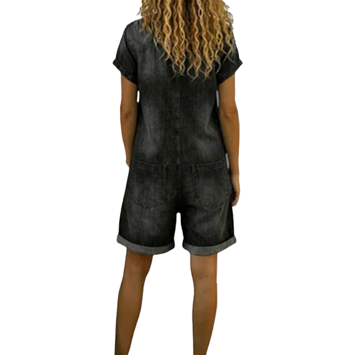 Joan | Salopette courte en coton au look denim vintage