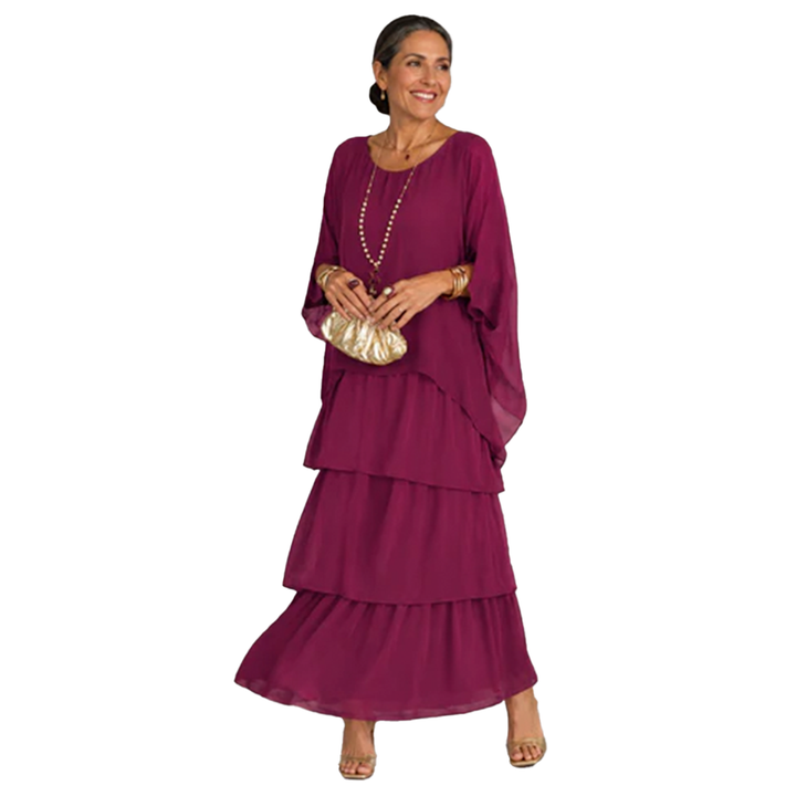 Vivienne – Robe Maxi en Chiffon Superposé