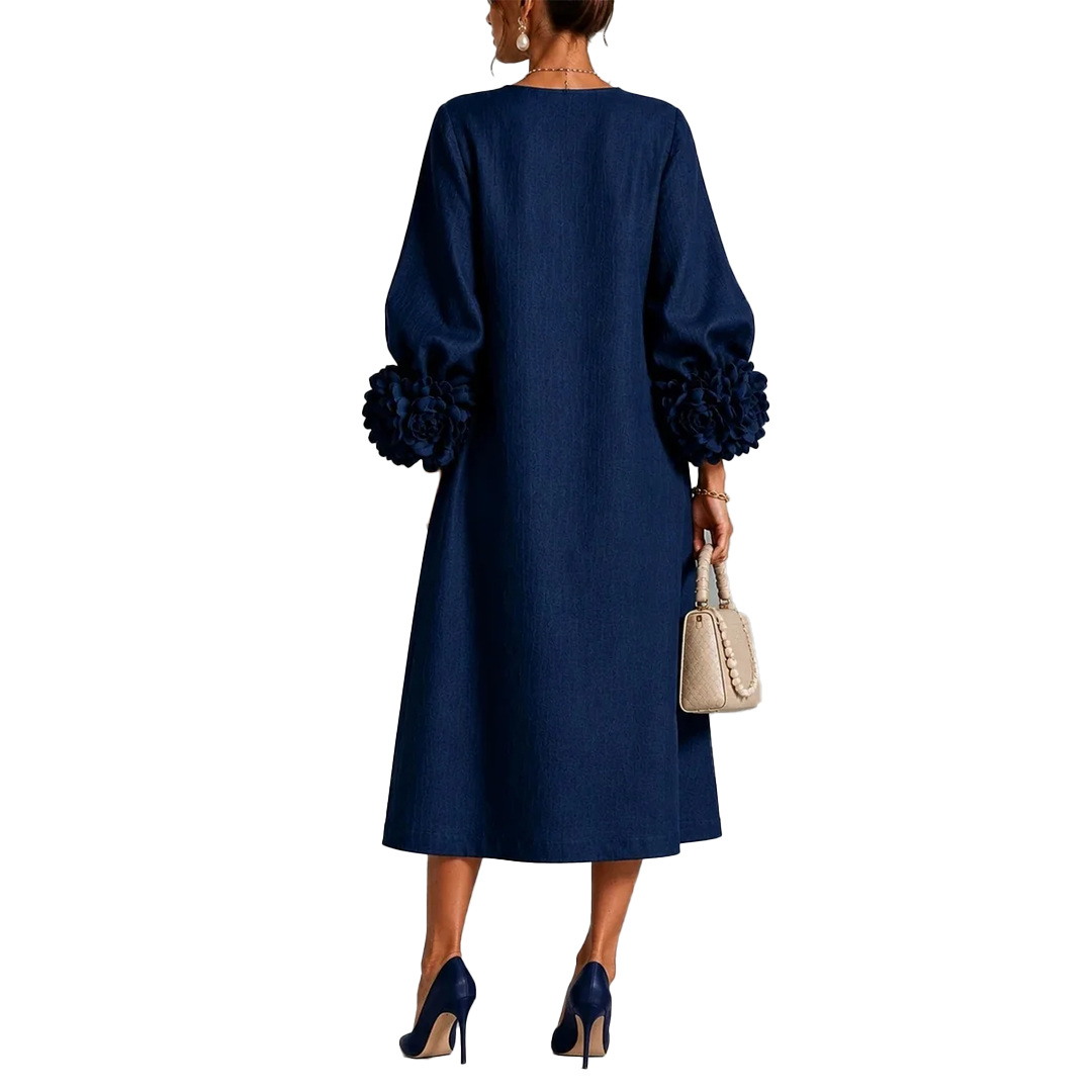 IVY | Robe Midi Florale avec Manches à Volants en Rose