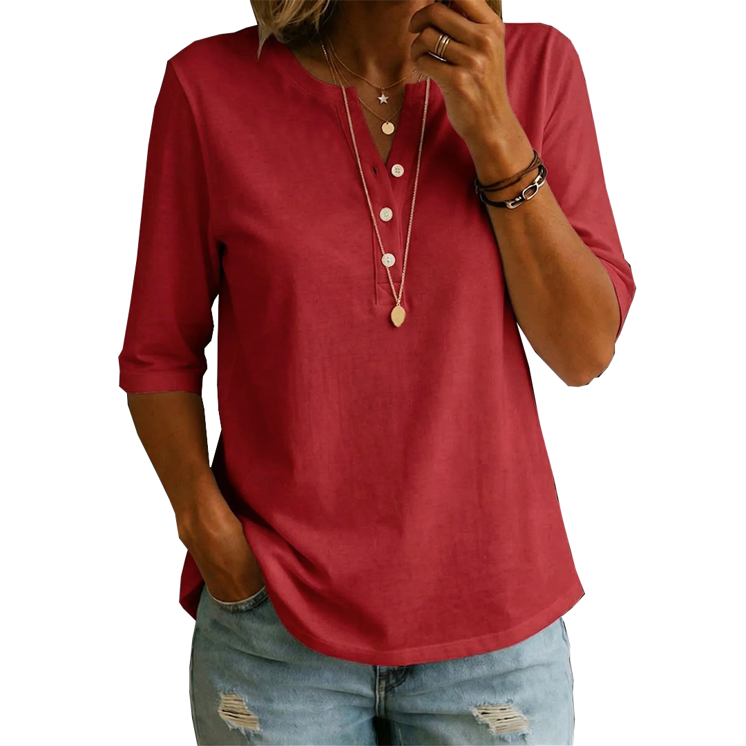T-shirt Henley à Col Boutonné Confortable