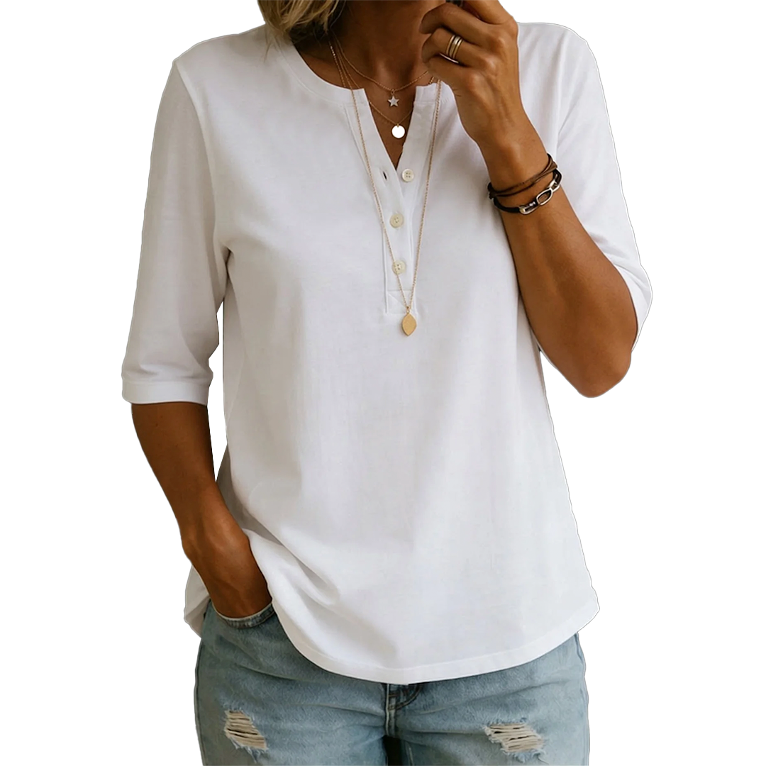 T-shirt Henley à Col Boutonné Confortable