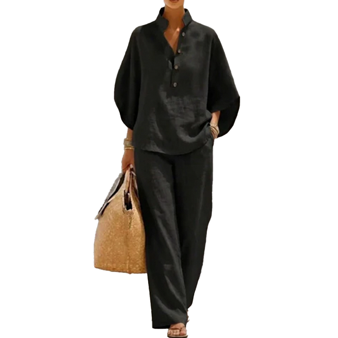 Maribel | Ensemble Top à Manches Chauve-Souris Détendu et Pantalon Large