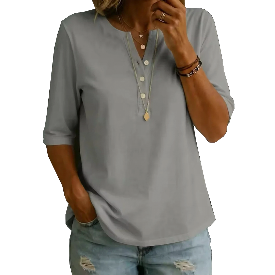 T-shirt Henley à Col Boutonné Confortable