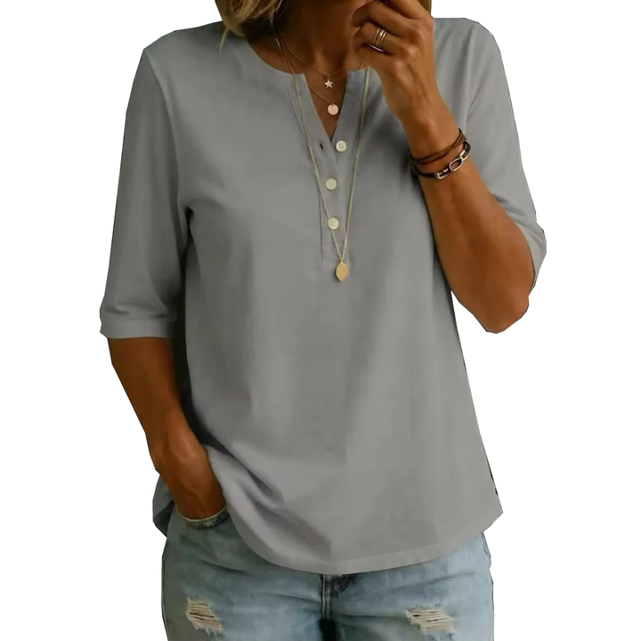 T-shirt Henley à Col Boutonné Confortable