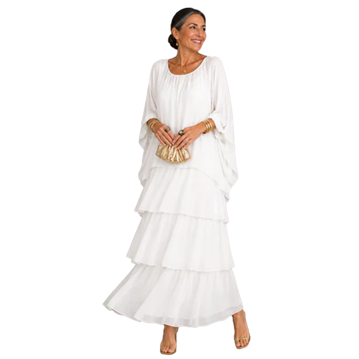 Vivienne – Robe Maxi en Chiffon Superposé