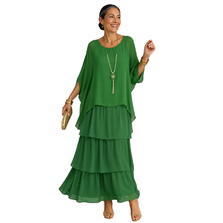 Vivienne – Robe Maxi en Chiffon Superposé