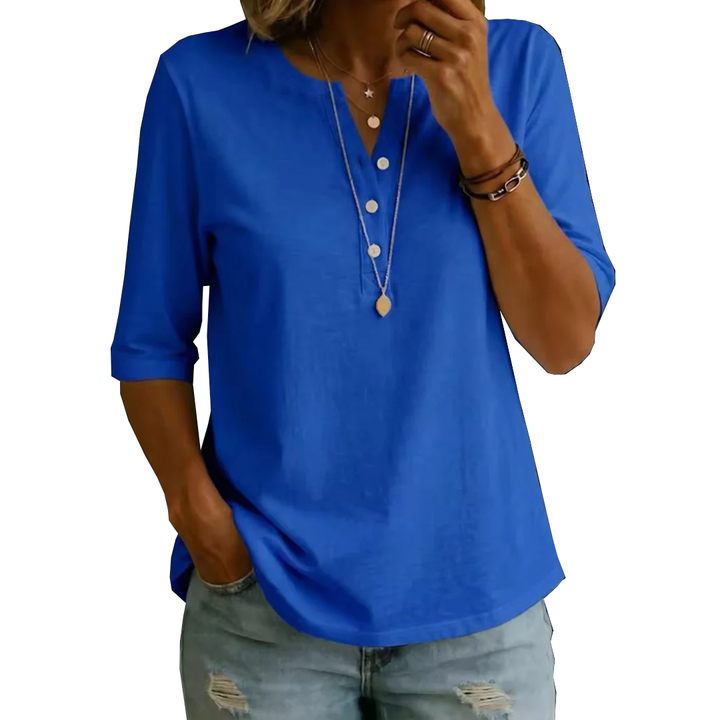 T-shirt Henley à Col Boutonné Confortable