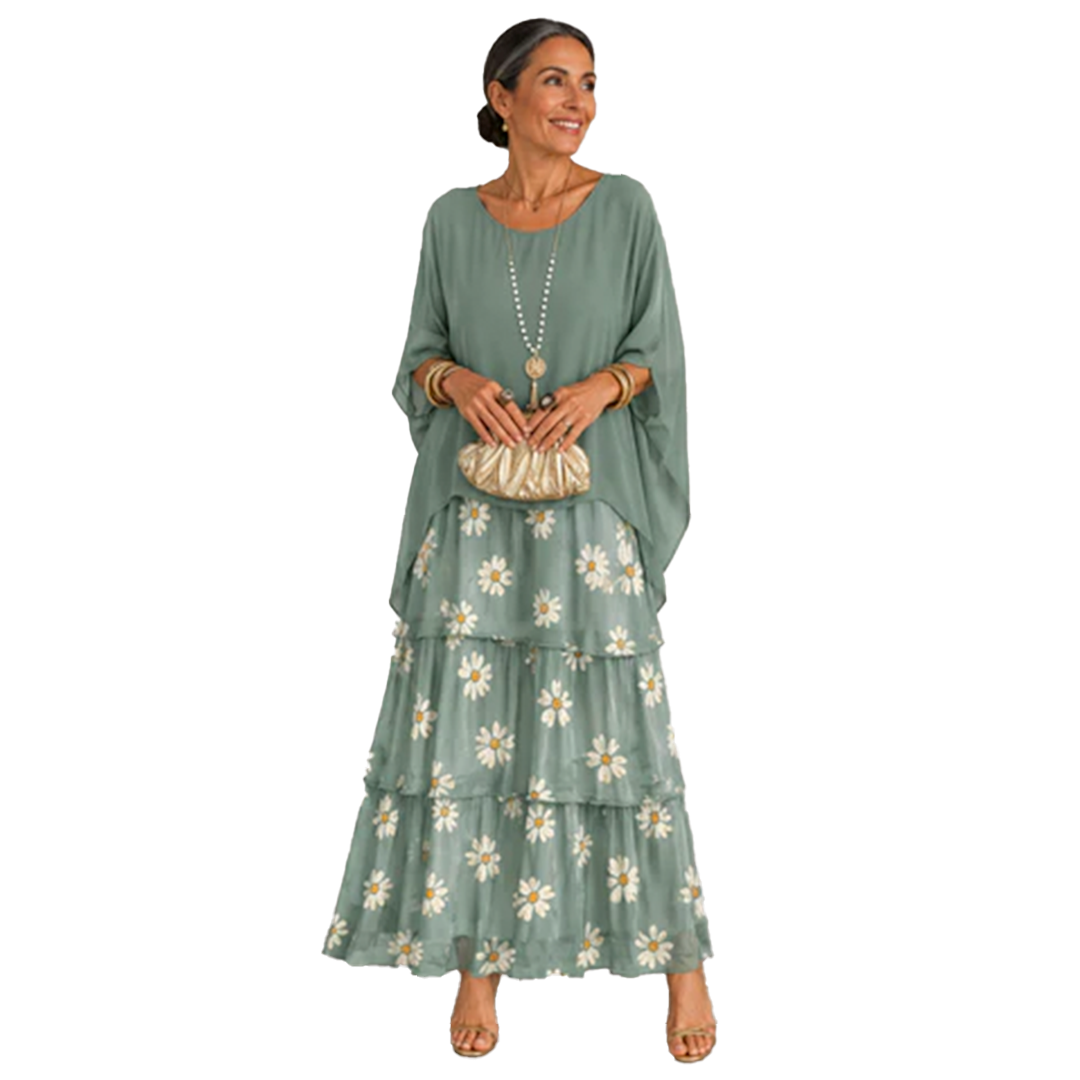 Vivienne – Robe Maxi en Chiffon Superposé