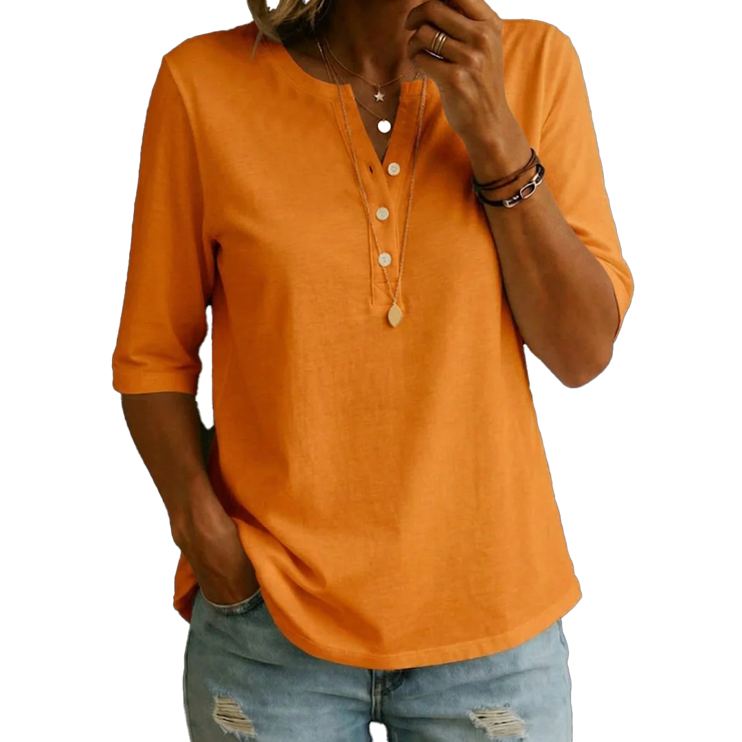T-shirt Henley à Col Boutonné Confortable