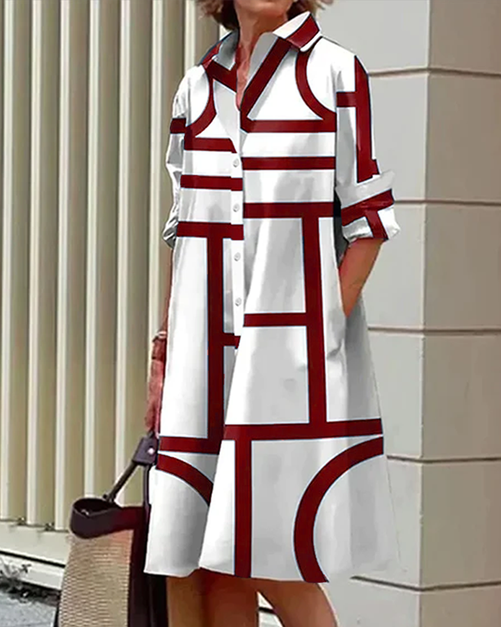 Camille - Robe Avec Poches Et Imprimé Géométrique