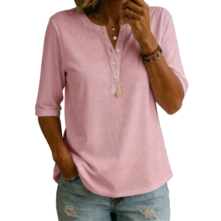 T-shirt Henley à Col Boutonné Confortable