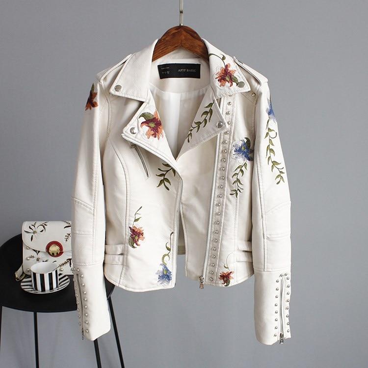 Jayzie | Veste en Cuir PU Brodée et Élégante