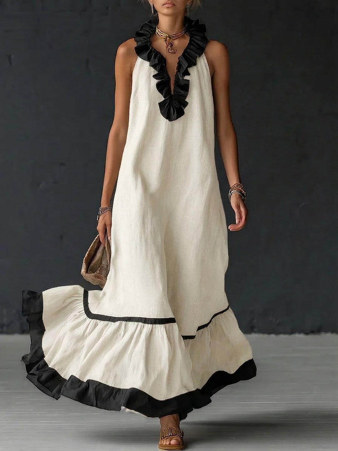Élodie | Robe Maxi Romantique À Volants Élégante