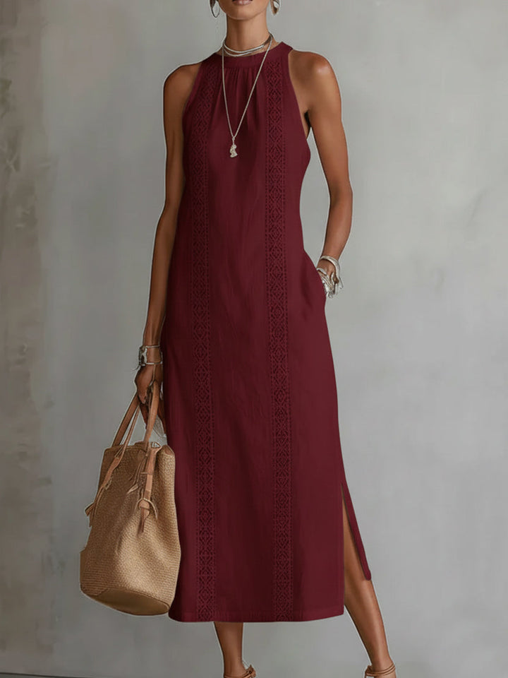 Lorna | Robe Midi en Lin avec Col Mao